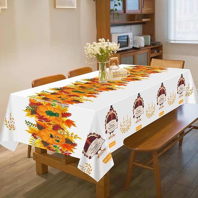 OHOME 3 Pack Thanksgiving Tablecloth Disposable - Fall Thanksgiving Party Supplies for Thanksgiving Table Decor | Friendsgiving Party Decorations | Thanksgiving Decorations 54" x 108"