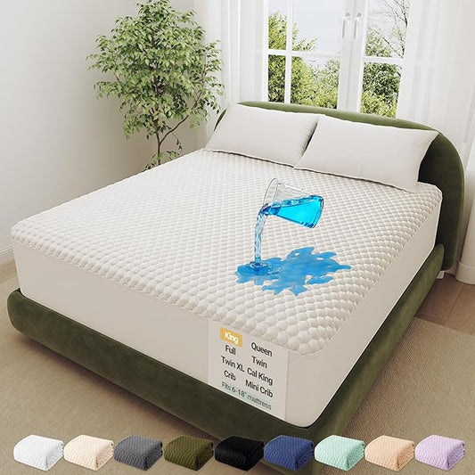 OhGeni 100% Waterproof King Size Mattress Protector, Soft Mattress Pad, Fits 6"-20" Mattresses with Deep Pocket, Cooling, Breathable Fitted Sheets, Soft Bed Cover, Noiseless, Machine Washable