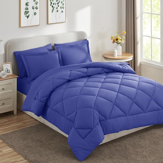 CozyLux King Size Comforter Set Very Peri - 7 Pieces Bed in a Bag King, Luxury Soft Bed Set for All Seasons, Bedding Set with Down Alternative Comforter, Sheets, Pillowcases & Shams