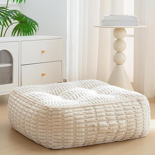 8" Washable Floor Pillow Cushion for Adults, Meditation Cushion Pillow, Removable Tufted Blended Corduroy Cover, Large Square Floor Sitting for Tatami Living Room or Yoga, 22x22 Inch, Machine Washable