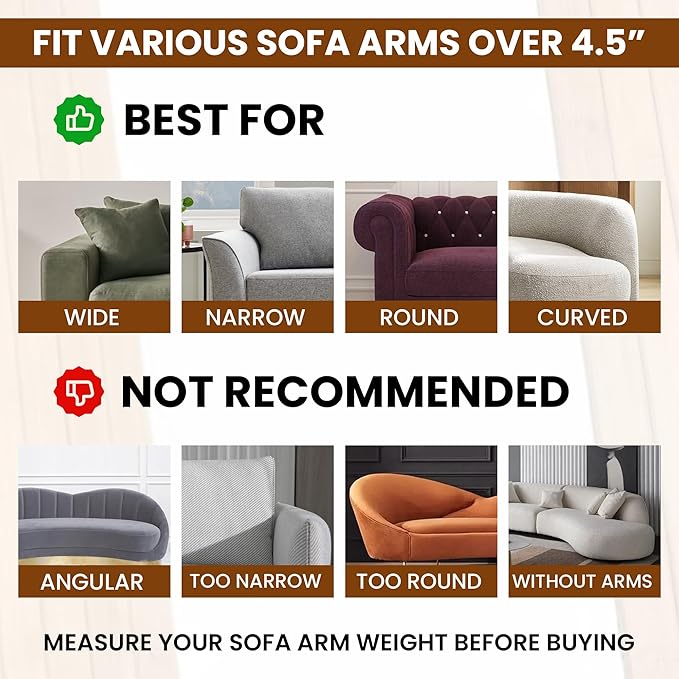 Couch arm tray 3-in-1 Bamboo Sofa Armrest Table, Adjustable 4.5"-14" Non-Slip Couch Cup Holder Tray Table, Foldable Armchair Tray for Drinks, Snacks, Phone & Remote, Space Saving Sofa Tray
