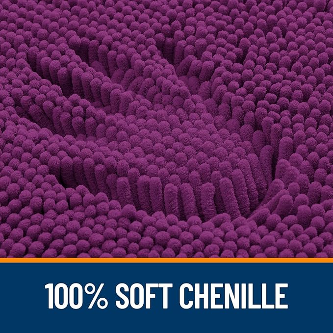 OLANLY Large Bathroom Rugs 59x35, Extra Soft Absorbent Chenille Bath Rugs, Rubber Backing Quick Dry, Machine Washable Bath Mats for Bathroom Floor, Tub and Shower, Home Decor Accessories, Purple