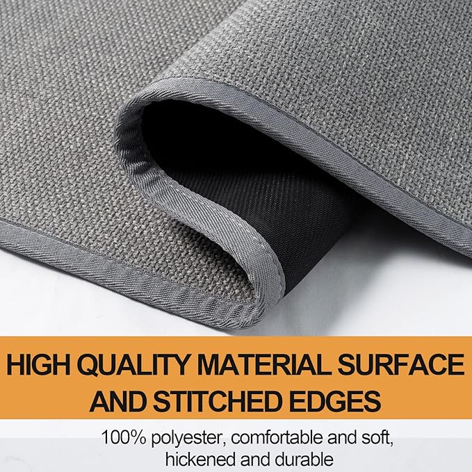 SUMLANS Kitchen Mat Set of 2 PCS, Cushioned Non Slip Rugs for Kitchen Floor, Absorbent Runner Comfort Standing Mats Washable for Kitchen, Office, Home (Grey, 17.3"x47"+17.3"x30")