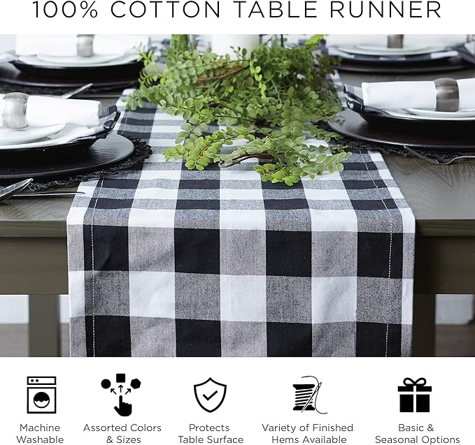 DII Farmhouse Braided Stripe Table Runner Collection, 15x72 (15x77, Fringe Included), Vintage Red
