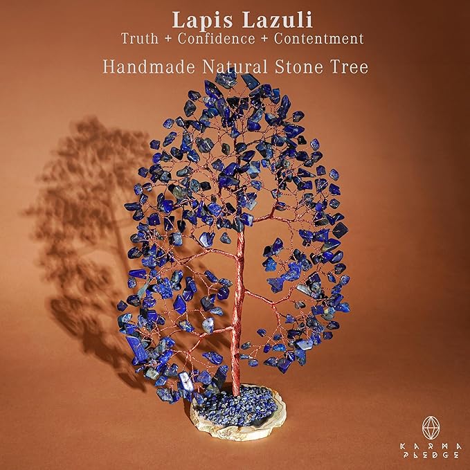 Crystal Tree of Life Birthday Gifts for Women, Men, Frineds, Handmade Lapis Lazuli Chakra Healing Tree for Home, Room, Office Decor, Bring Money, Positivity, Good Luck, Gifts for Mom & Dad