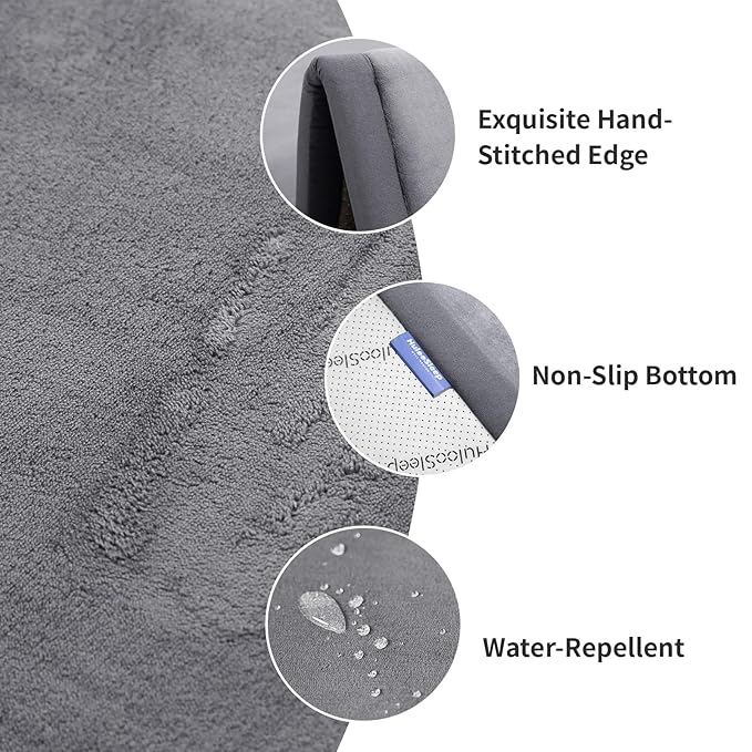 Huloo Sleep Ultra Soft Baby Play Mat for Floor,1.3" Thick Elasti-Foam 47x47 Play Mat for Playpen,Water-Repellent Coral Velvet for Tummy Time, Non-Slip Backing Safe for Toddlers & Infants(Dark Grey)