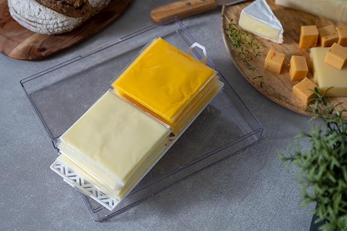 Pikanty Cheese Keeper | Storage Container for Fridge | Food Box with Hinged Lid and Removable Tray | Sliced Cheese Organizer | Made in USA