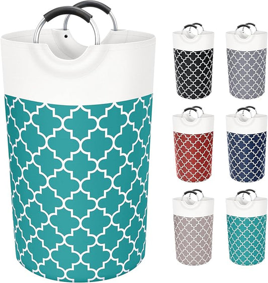 Fabspace Large Laundry Basket Laundry Hamper Bag Washing Bin Clothes Bag Collapsible Tall with Handles Waterproof Travel Bathroom College Essentials Storage for College Dorm, Family (Green) 82L