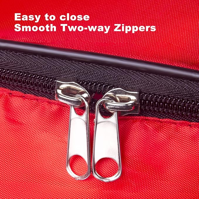 TQS Large Christmas Wreath Storage Bag - 30 Inch, Red, Cotton, Zipper Closure, Reinforced Handles, Double Zippers, Clear Card Slot, Ideal for Christmas Decorations