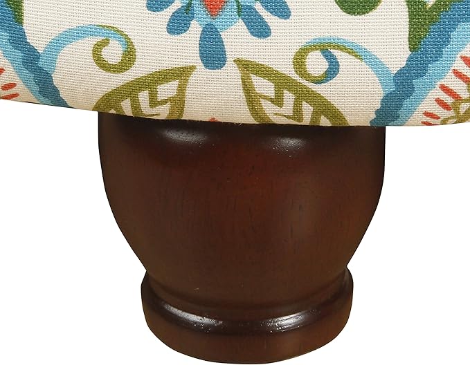 Homepop Home Decor | Upholstered Round Storage Ottoman | Ottoman with Storage for Living Room & Bedroom, Bold Paisley