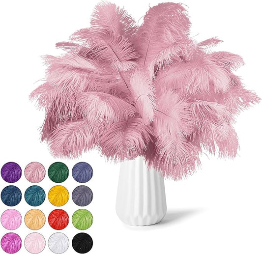 30pcs Old Pink Ostrich Feathers Natural Bulk 9-12inch(23-30cm) Vase Craft Wedding Home Party Centerpieces Christmas Day Decoration