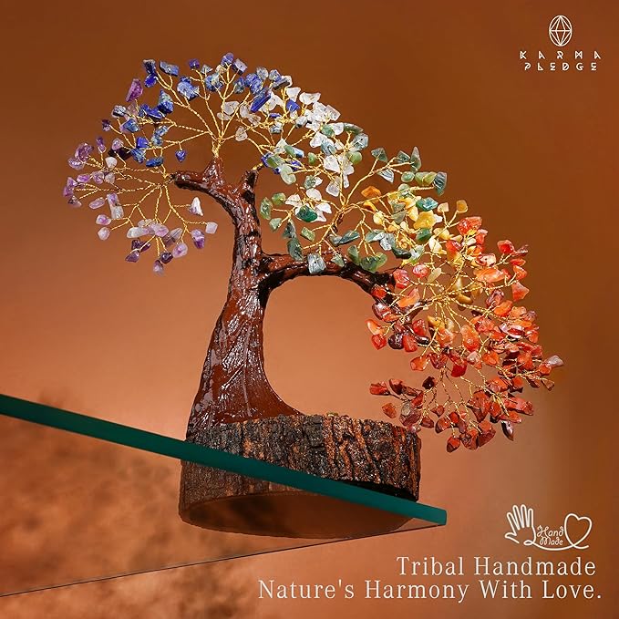 7 Chakra Tree of Life Birthday Gifts for Women, Men, Mom & Dad, Handmade Reiki Healing Crystal Tree for Home, Room, Office Decor Bring Money, Good Luck, Positivity Unique Gifts for Love Ones
