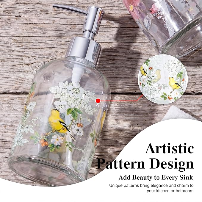 Topadorn 17oz Glass Soap Dispenser with Plastic Pump for Kitchen and Bathroom, Refillable Clear Bottle for Dish Soap & Hand Soap