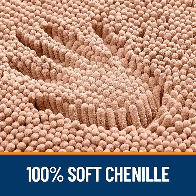 OLANLY Large Bathroom Rugs 45x27, Extra Soft Absorbent Chenille Bath Rugs, Rubber Backing Quick Dry, Machine Washable Bath Mats for Bathroom Floor, Tub and Shower, Home Decor Accessories, Peach