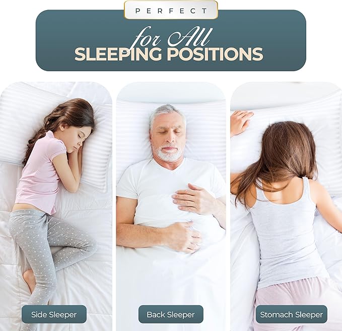 Utopia Bedding Bed Pillows for Sleeping Standard Size (White), Set of 2, Down Alternative Pillow for Sleeping, Cooling Hotel Quality Pillow Set for Back, Stomach or Side Sleepers