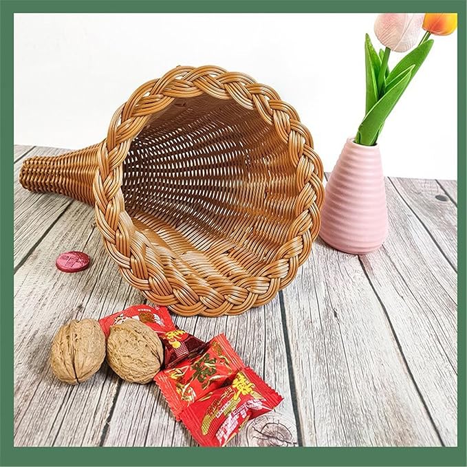 Woven Storage Basket Christmas Decorative Horn Shape Holder Parties AnUnique Addition Decor Christmas Ornaments