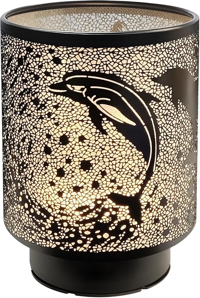 Battery Operated Table Lamp, Cordless Lamps for Home Décor, Nightlight with LED Bulb with Timer for Living Room Bedroom Tabletop Entryway Centerpiece Gift (Dolphin)