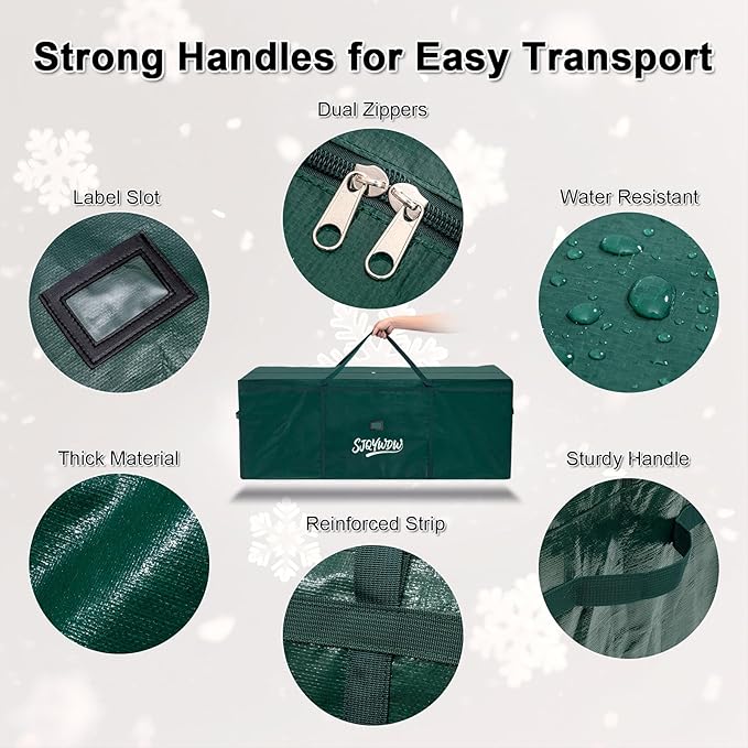 Small Christmas Tree Storage Bag 4ft/5ft – Heavy Duty Reusable Tree Storage Bag with Reinforced Handles, Thickened PE Material Moisture-resistant Tearproof for Short Holiday Trees (Green)