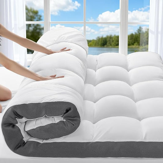 4 Inch Memory Foam Mattress Topper, Cooling Extra Thick 2000 GSM Pillow Top Mattress Pad for Back Pain Relief,Soft Breathable Mattress Cover for Fluffy Shredded Memory Foam Filled (Queen, 60"x80")