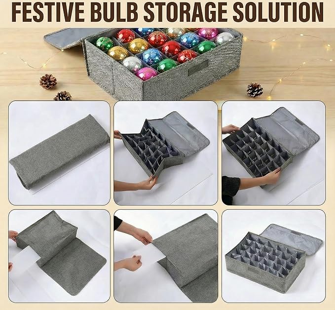 2 Pcs Light Bulb Storage 0rganizer, Christmas Light Storage Keep 30 Capacity Light Bulb Foldable Organizer with Lid Sturdy PP Board Fits Various Balls Standard Bulbs for Xmas Holiday