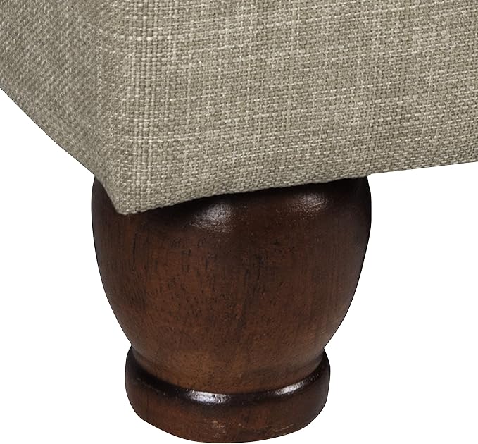 Homepop Home Decor | Upholstered MediumRectangular Storage Ottoman | Hinged Lid Ottoman with Storage for Living Room & Bedroom, Tan Linen