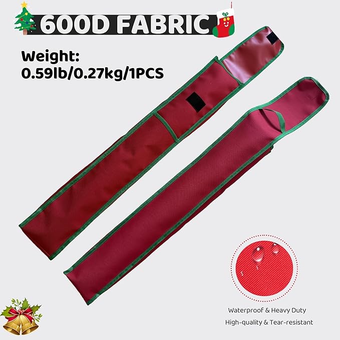 OUTTDID Wrapping Paper Storage Bag 31", Gift Wrapping Paper Organizer Storage Containers with Pocket for Crafts Poster Tools, Christmas Wrap Paper Holder fits for 9 Standard Rolls, Red