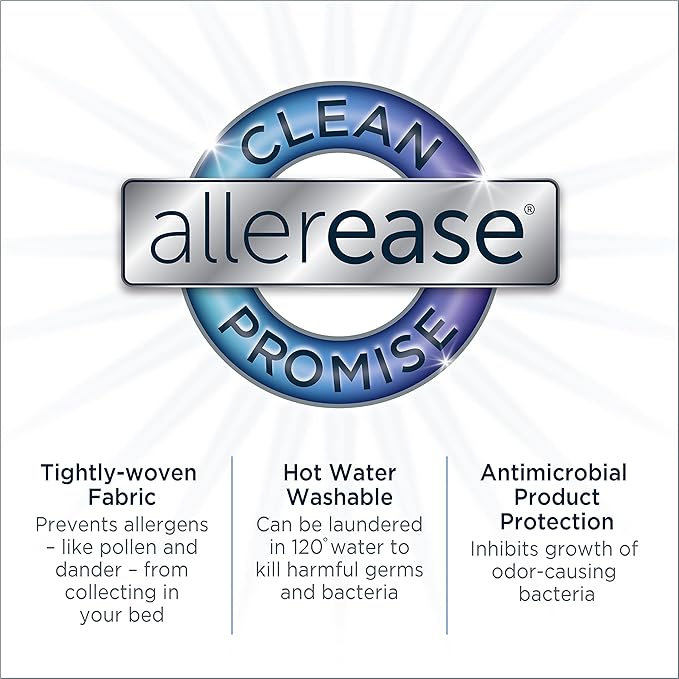 AllerEase Waterproof Mattress Protector, Maximum Allergy Mattress Protector, Queen Mattress Cover