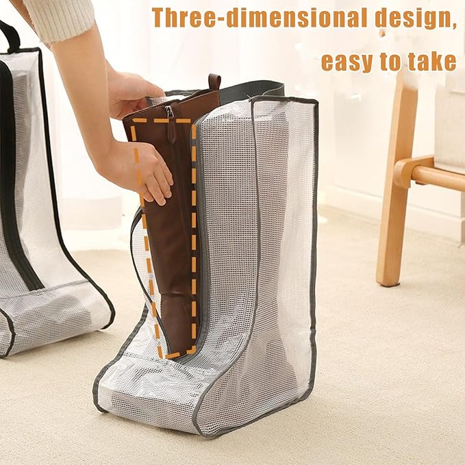 Under Bed Shoe Storage Organizer, 2 Pack Waterproof Boot Storage Bag with Visual Window, Dust Proof Shoe Bags for Boots, Shoes, and Sneakers (B)