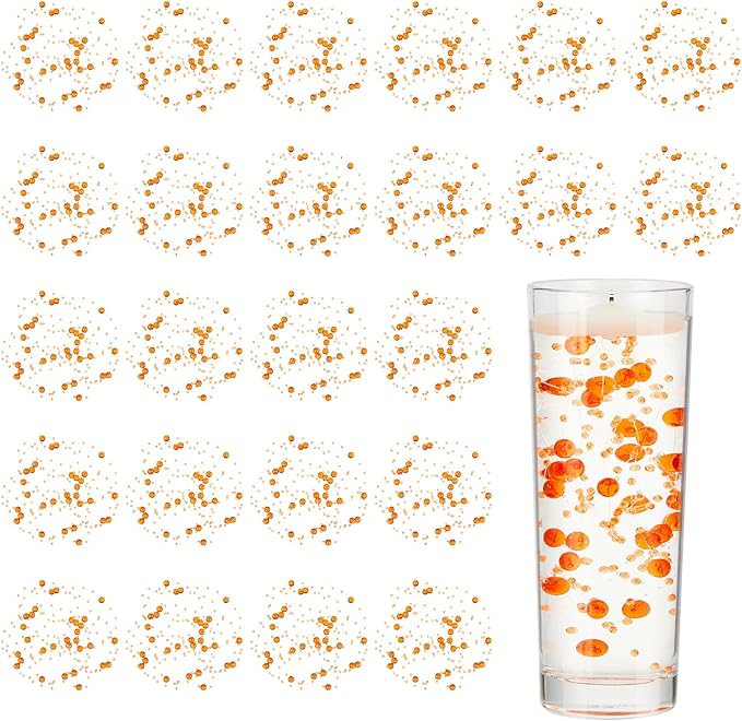 Tondiamo 24 Pcs Artificial Pearl String for Floating Candle Faux Pearls Beads String Garland Centerpiece Decoration for Vases Filler Wedding Spring Holiday Party Decor(Orange)