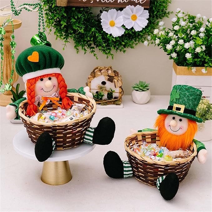 Holiday Candy Basket Irish Atricks Day Candy Storage Doll Festival Beautiful Decorations Ornament Indoor Storage Basket