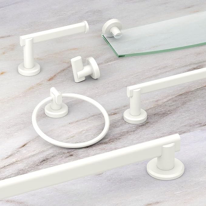 Gatco 5483 Locke Single Post Toilet Paper Holder, Matte White