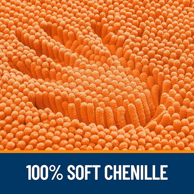 OLANLY Bathroom Runner Rugs 47x20, Extra Soft Absorbent Chenille Bath Rugs, Rubber Backing Quick Dry, Machine Washable Long Bath Mats for Bathroom Floor, Tub and Shower, Home Decor Accessories, Orange