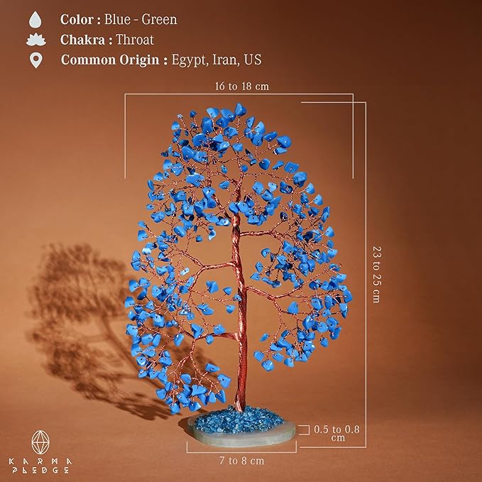Crystal Tree of Life Birthday Gifts for Women, Men, Frineds, Handmade Turquoise Chakra Healing Tree for Home, Room, Office Decor, Bring Money, Positivity, Reiki, Good Luck, Gifts for Mom & Dad