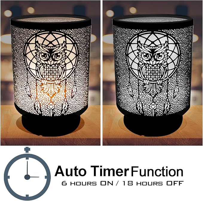 Battery Operated Table Lamp, Cordless Lamps for Home Décor, Nightlight with LED Bulb with Timer for Living Room Bedroom Tabletop Entryway Centerpiece Gift (owl)