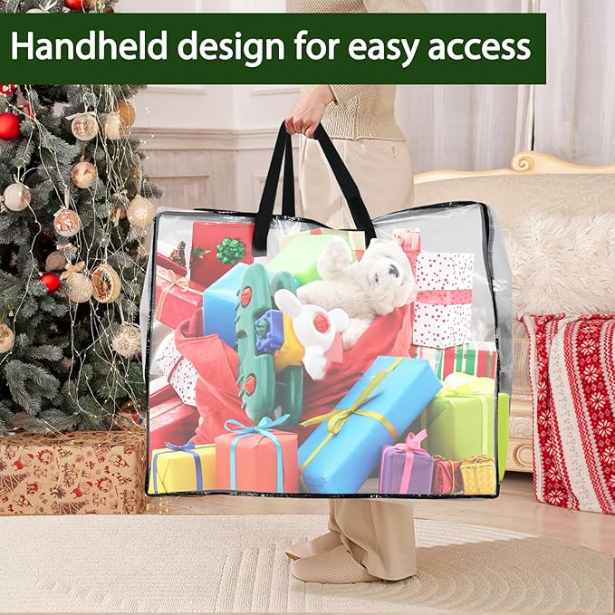 YEXEXINM 8 Pack Clear Christmas Wreath Storage Container, 26" Large Plastic Garland Container, Large Square Gift Bag Storage Organizer, Garland Decor Organizer