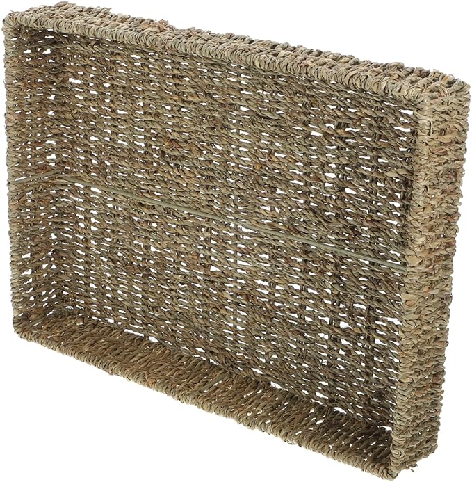 Garneck Rectangular Seagrass Storage Basket Practical Indoor Organizer for Fruits Snacks and Sundries Chic Light for Living Room and Bedroom Use