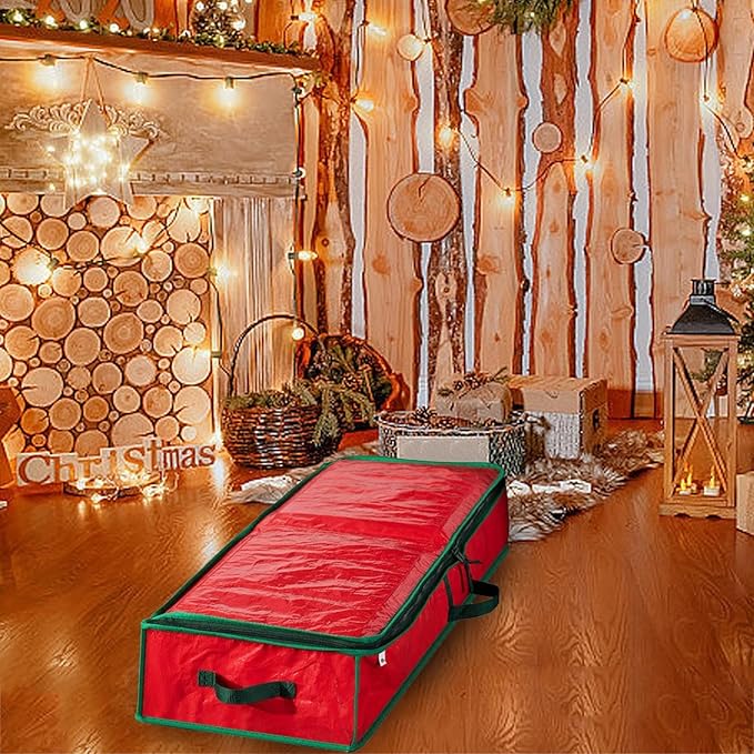 Gift Wrap Organizer, christmas storage under bed,Christmas Wrapping Paper Storage Bag Useful Pockets for Xmas Accessories, Large Capacity Storage Box,Holiday Accessories