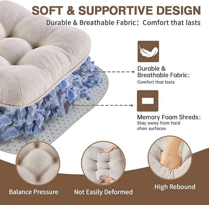 BETU Chair Cushions for Dining Chairs Set of 4,3.5" Thick Kitchen Table Chair Pads with Ties,Non Slip Backing and Covers, Seat Cushion for Dining Room,Bar,Patio Chairs,16"X16"X3.5",Beige