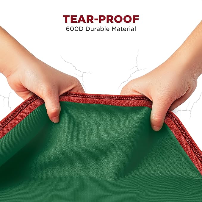 Premium Christmas Light Storage Bag – Heavy-Duty 600D Tear-Proof Material with Reinforced Handles – Includes 3 Reels, Stores up to 375 Ft of Mini Lights & Extension Cords – Green with PVC Lining