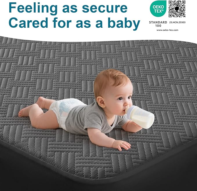 GOPOONY Waterproof Mattress Protector Twin XL Size - Breathable, Noiseless, Ultra-Soft Bed Cover, Mattress Pad Cover with Deep Stretchable Pockets 8"-21" (Gray)
