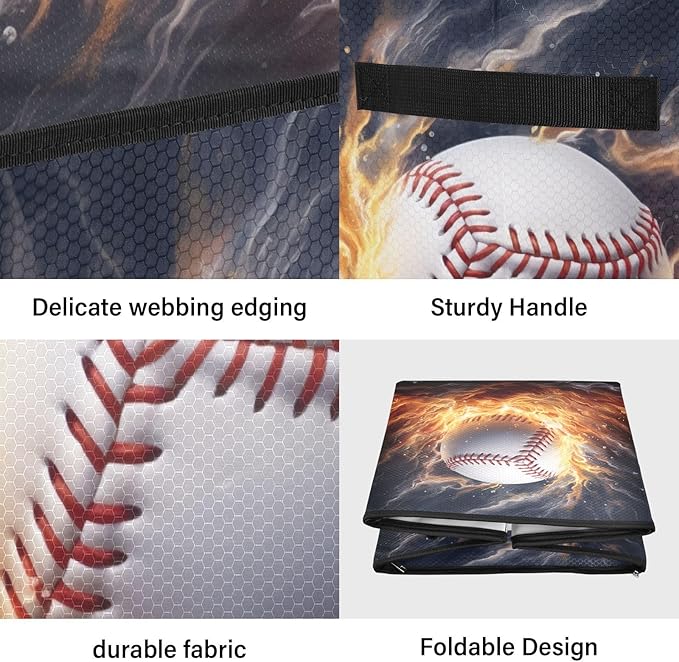 Kigai Fire Baseball Christmas Ornament Storage Box with Zipper & Adjustable Dividers Holiday Ornament Organizer Xmas Storage Container, 64 Balls