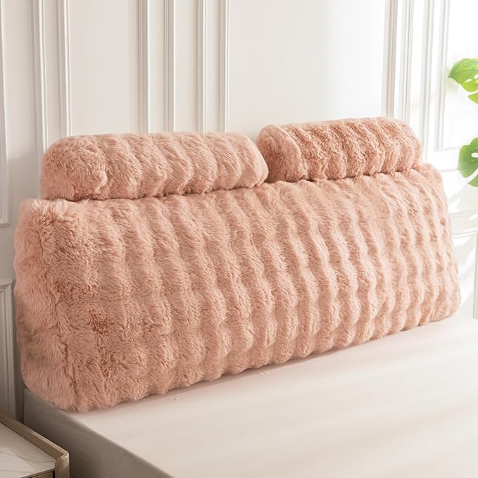 HIGOGOGO Headboard Pillow King,Ultra-Soft Wedge Pillow with 2 Cylindrical Neck Pillows,Memory Foam Filling,Back Support Pillows for Bed Sitting Up, Reading & Working, Removable Cover, 76"x19.7"