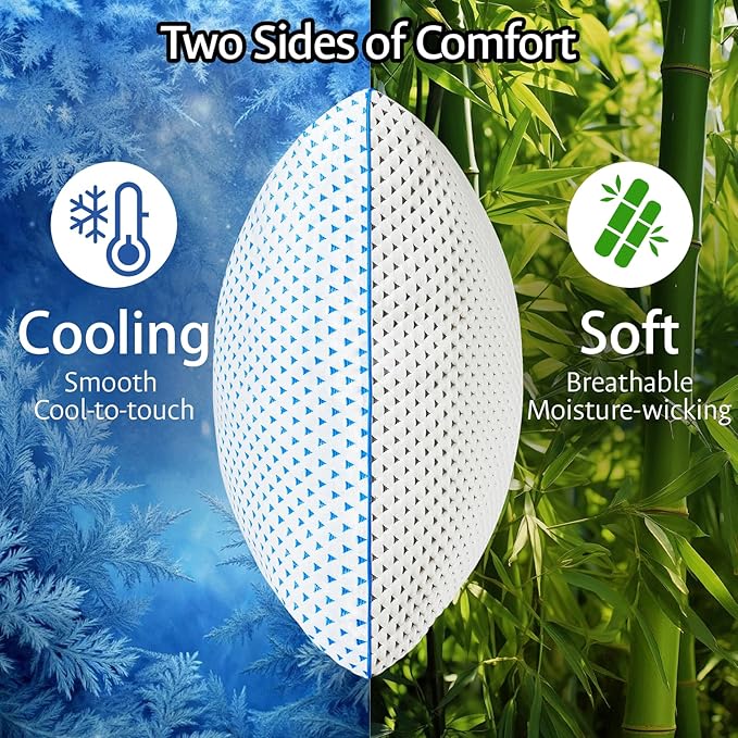 Cooling Pillows King Size Set of 2 for Sleeping, Adjustable Shredded Gel Memory Foam Cool Pillows 2 Pack for Side, Back, Hot Sleeper, Mid-Firm for Neck Pain Relief,Washable Removable Cover,CertiPUR-US