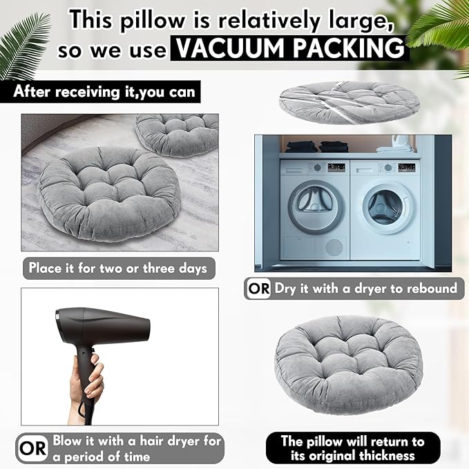 Jerify Floor Pillow Cushions Large Round Square Large Meditation Floor Pillow for Classroom Adult Meditation Picnic Party Seating Learning Daycare School(Round,Light Gray,12 Pcs)