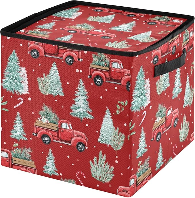 Red Snowman Christmas Ornament Storage Basket Box Xmas Tree Winter Holiday Storage Container Cube with Adjustable Dividers for 64 Holiday Ornaments or Decorations Keeps Clean and Dry for Next Season