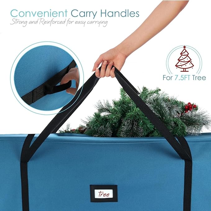 Clara Clark Christmas Tree Storage Bag - Extra Wide Xmas Tree Storage Box Container Made from Durable Oxoford 600D Waterproof Fabric with Handles & Dual Zipper (3, 7.5 ft)