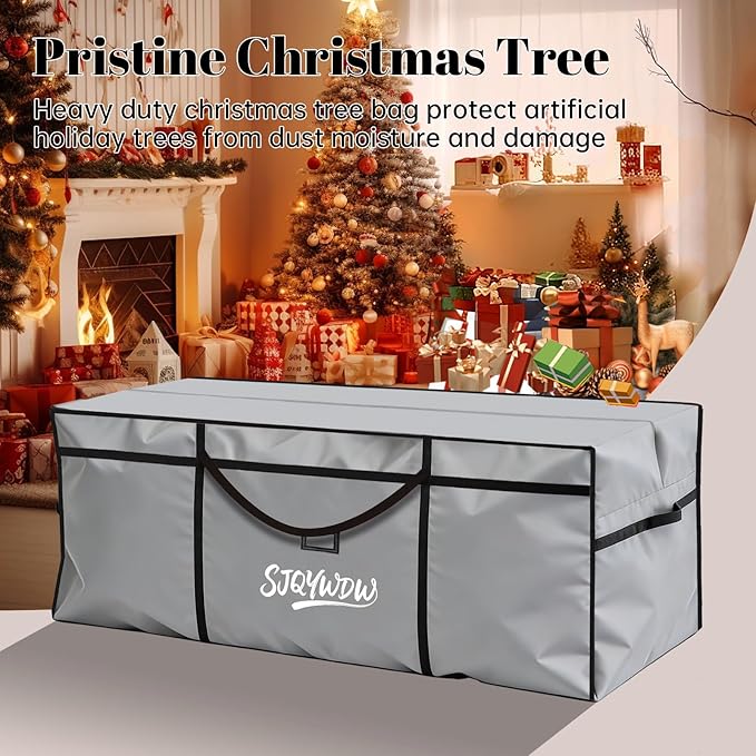 Christmas Tree Storage Bag, 7.5 Ft Christmas Tree Bag, Reusable Heavy Duty 600D Oxford Cloth, Built-in Double Mesh Bags, Double Zippers for Large Artificial Tree(50×16×20in, Gray)