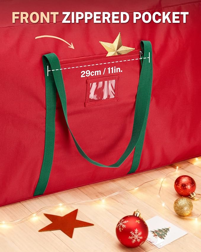 Christmas Tree Storage Bag, MaidMAX Christmas Tree Bag Fits Up to 7.5 ft Tall, Heavy-Duty 600D Oxford Fabric Christmas Tree Storage Box with Handles, Wide Opening Tree Storage Container (Red)
