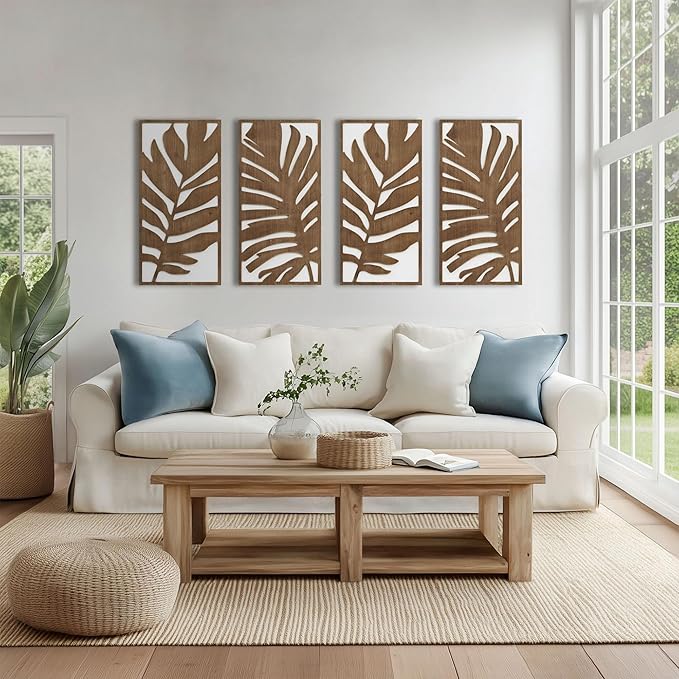 Madison Park Wall Décor for Living Room - Birch Botanical Two-Tone, Home Accent Modern Kitchen Dining Decoration, Ready to Hang 2-Piece Wood Panel Set for Bedroom, 16"W x 32"H, Monstera