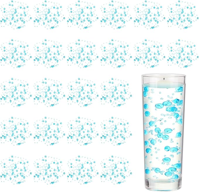 Tondiamo 24 Pcs Artificial Pearl String for Floating Candle Faux Pearls Beads String Garland Centerpiece Decoration for Vases Filler Wedding Spring Holiday Party Decor(Clear Blue)